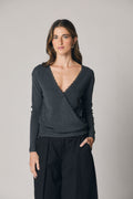 Jersey escote pico gris antracita