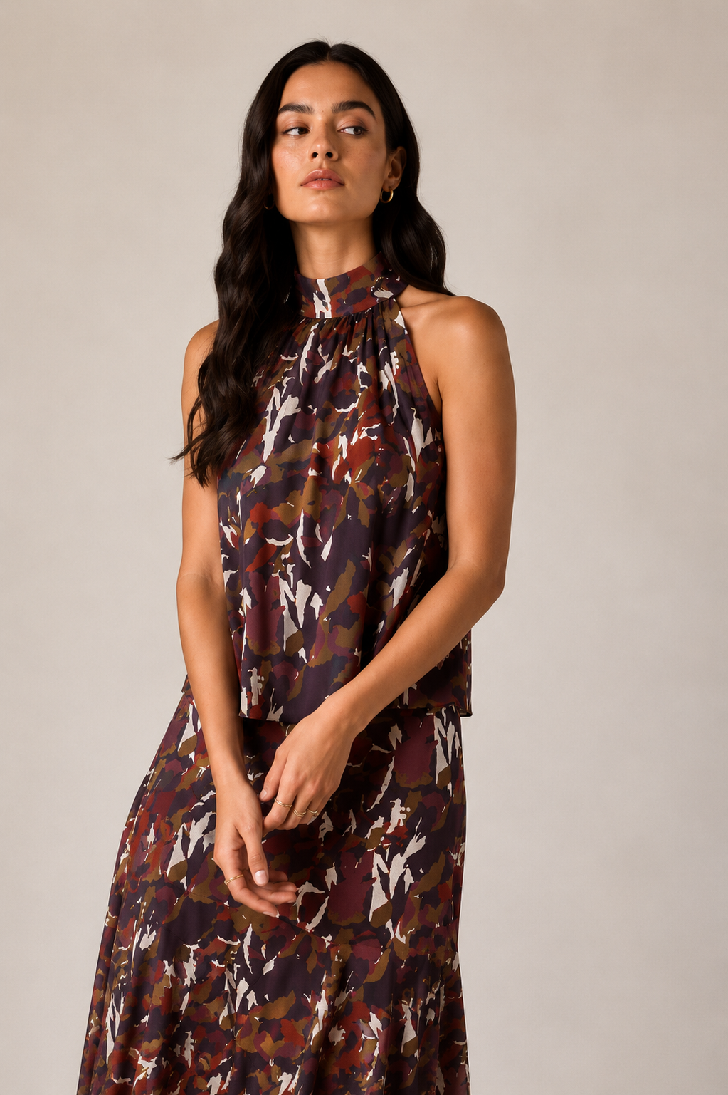 Top halter estampado berenjena