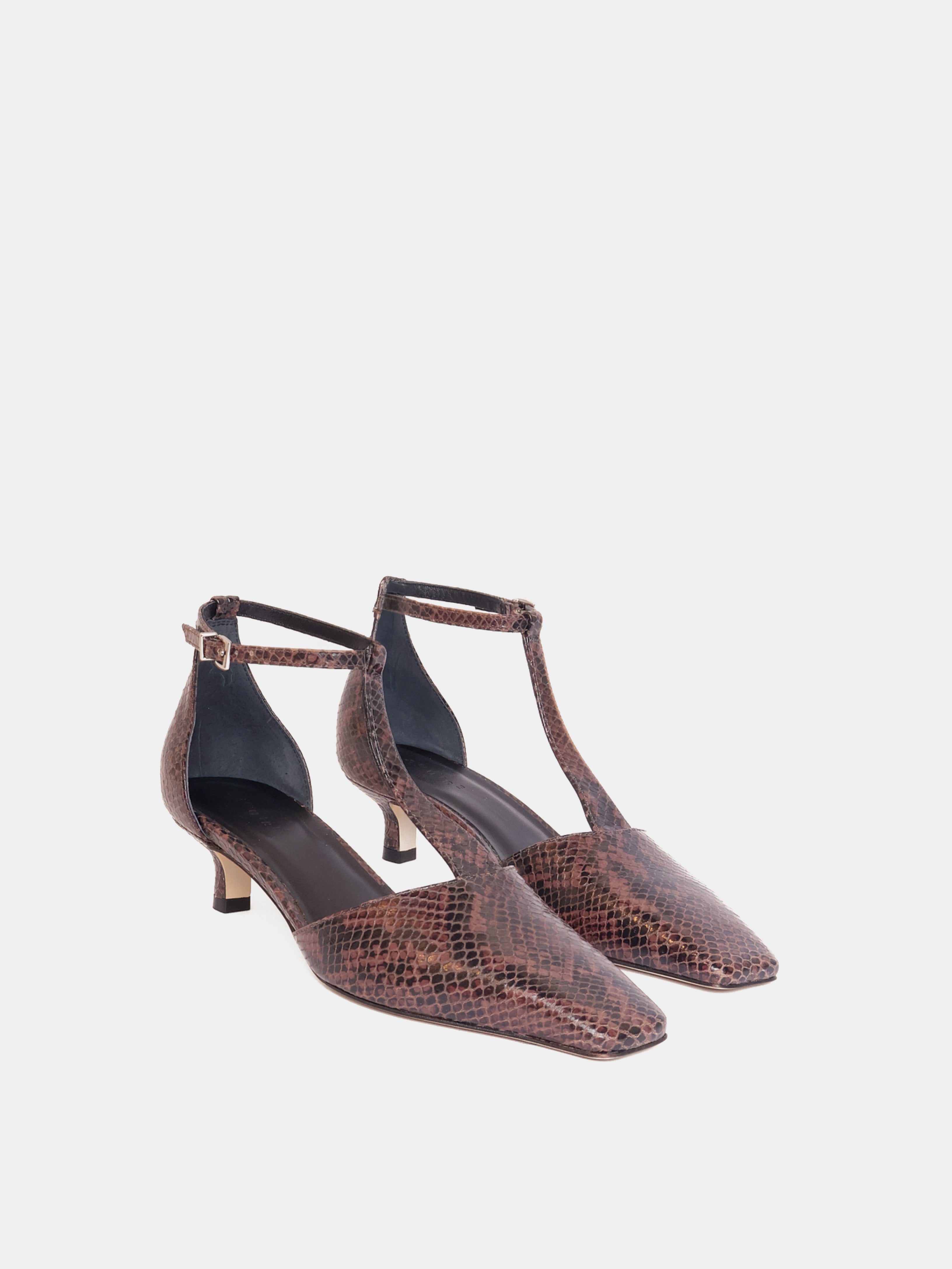 Tacones Print Serpiente Marrón Almada